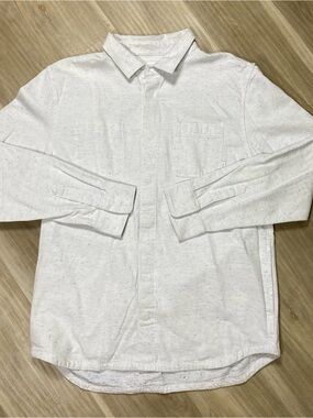 Vans Off The Wall Shirt Mens XL White Speckled Flecked Long Sleeve Flannel